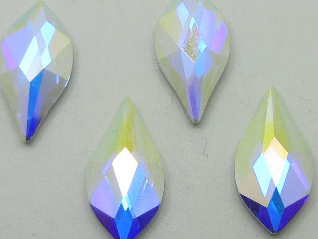 6 pcs. 10mm FLAME CRYSTAL AB FLAT BACK BRILLIANCE Rhinestones