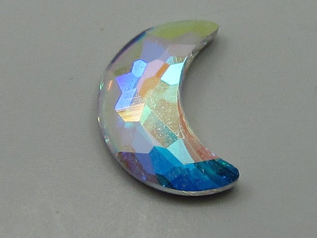 12 Pcs. 8x5.5mm MOON CRYSTAL AB FLAT BACK European Rhinestones