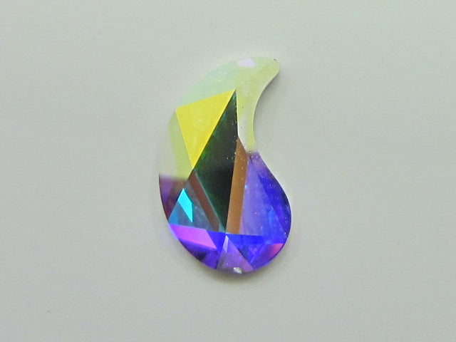 6 pcs. 10X6mm PAISLEY X CRYSTAL AB FLAT BACK European Rhinestones