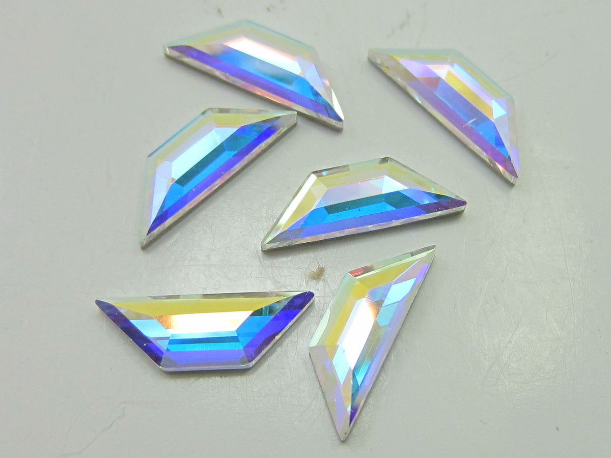 6 Pcs 12.9X4.2mm TRAPEZE CRYSTAL AB FLAT BACK European Rhinestones