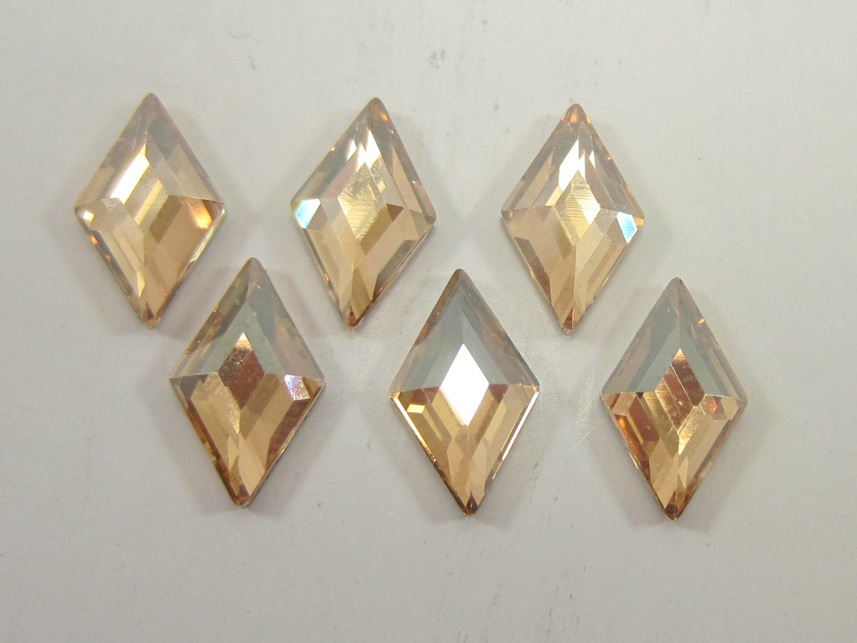 6 pcs. 9.9x5.9mm DIAMOND GOLDEN SHADOW FLAT BACK STAR BRIGHT Rhinestones