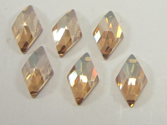 6 pcs. 10x6mm RHOMBUS GOLDEN SHADOW FLAT BACK DSTAR BRIGHT Rhinestones