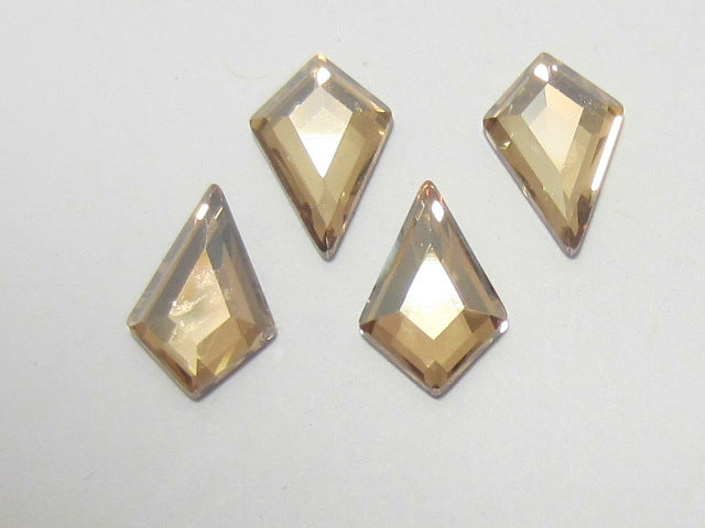 6 Pcs 12.9X8.3mm KITE GOLDEN SHADOW FLAT BACK STAR BRIGHT Rhinestones