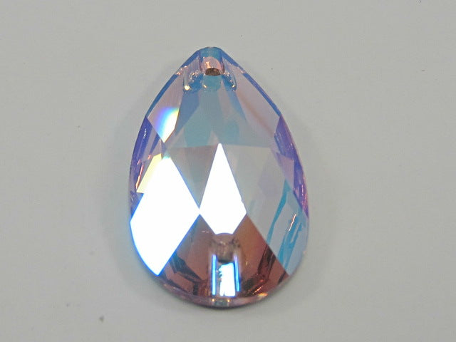 4 pcs. 28X17mm PEAR LIGHT AMETHYST SHIMMER SEW ON FLATBACK European Rhinestones