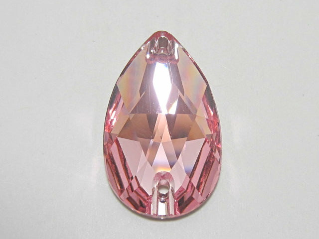 4 pcs. 28X17mm PEAR LT. ROSE SEW ON FLAT BACK STAR BGRTIGHT Rhinestones