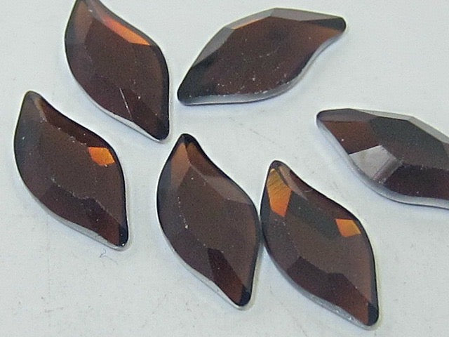 12 Pcs 10x5mm DIAMOND LEAF MOCCA HOT FIX European Rhinestones