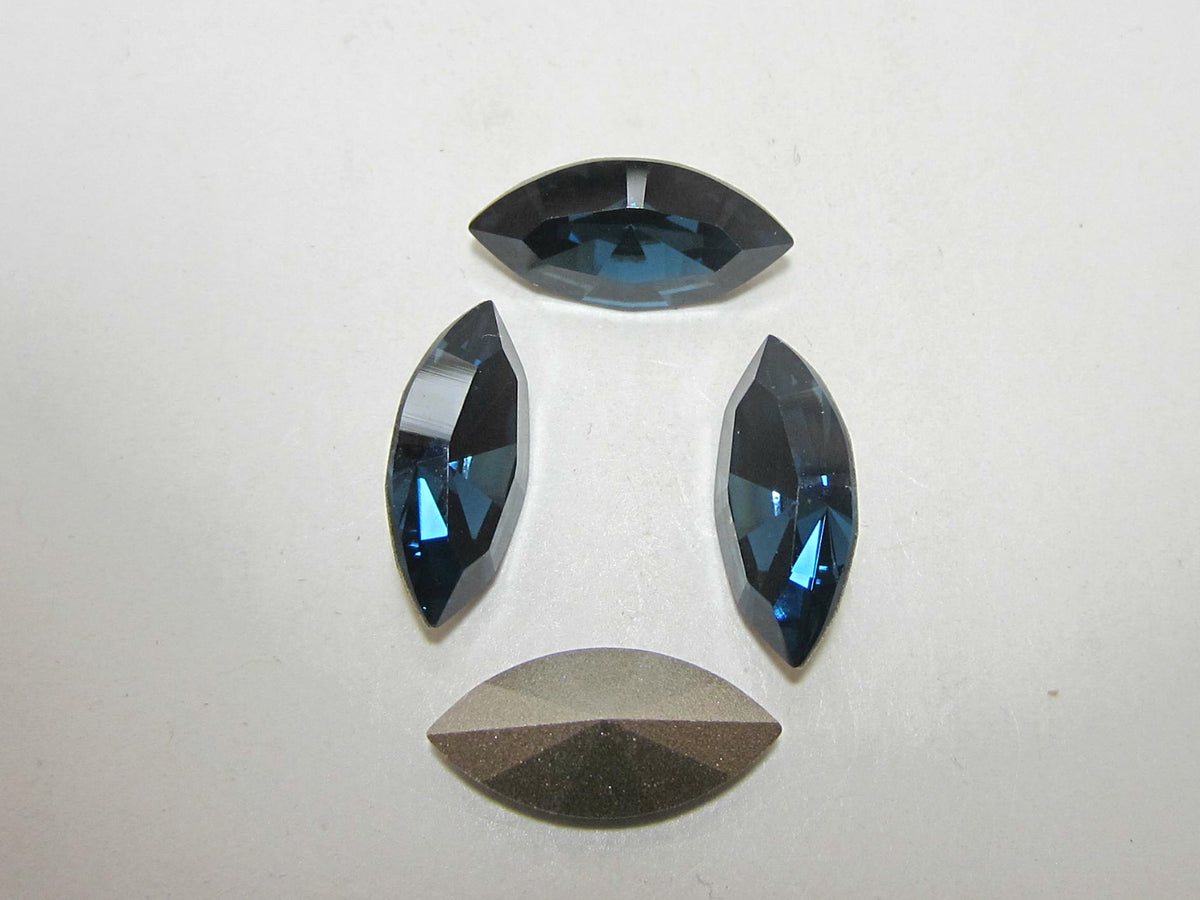 4pcs. 15X7mm MONTANA NAVETTE POINTED BACK STAR BRIGHT Rhinestones