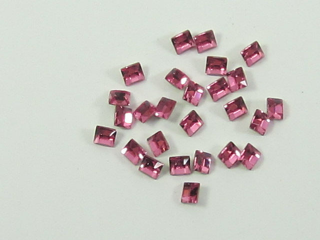 36pcs 3mm ROSE SQUARE FOILED POINTED BACK European Rhinestones