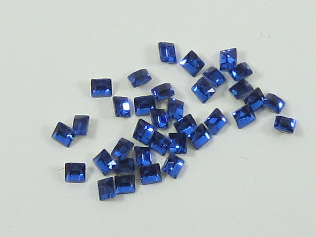 36pcs 3mm SAPPHIRE SQUARE FOILED POINTED BACK European Rhinestones