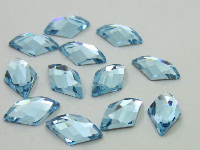 6 Pcs. 10X6mm RHOMBUS AQUAMARINE FLAT BACK STAR BRIGHT Rhinestones