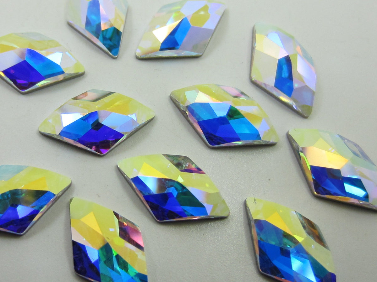 6 Pcs. 13x8mm RHOMBUS CRYSTAL AB FLAT BACK STAR BRIGHT Rhinestones