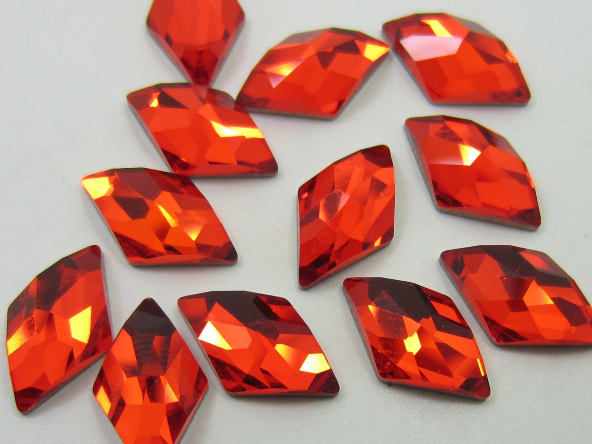6 Pcs. 10X6mm RHOMBUS LT. SIAM FLAT BACK STAR BRIGHT Rhinestones