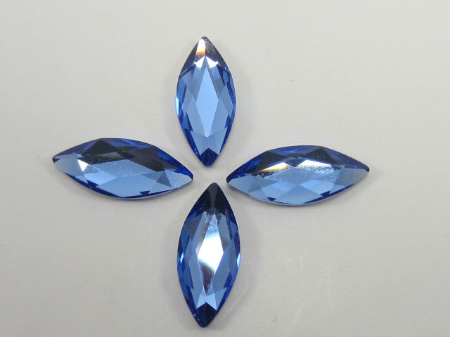 6 Pcs 14x6mm MARQUISE SAPPHIRE FLAT BACK STAR BRIGHT Rhinestones