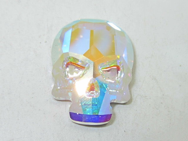 2 Pcs. 18X14mm SKULL CRYSTAL AB FLAT BACK BRILLIANCE Rhinestone
