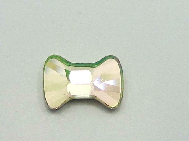 12 Pcs. 6X4.5mm BOW TIE LUMINOUS GREEN  FLATBACK European Rhinestones