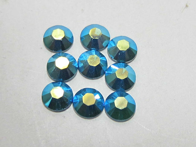 12ss CARIBBEAN BLUE OPAL AB HOT FIX European Rhinestones 1gr.