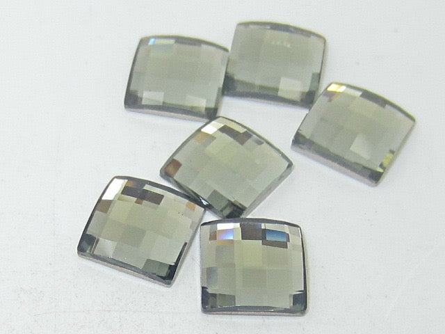 12 Pcs. CHESSBOARD 8mm BLACK DIAMOND SQUARE HF European Rhinestones