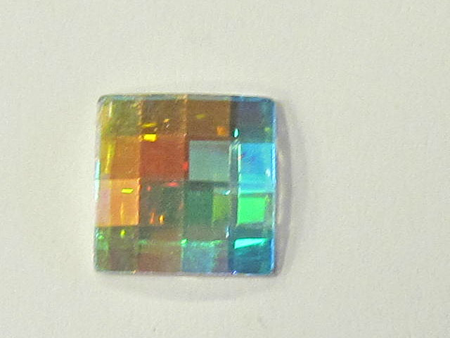 6 Pcs. 10mm CHESSBOARD SQUARE CRYSTAL AB (maxima) FLAT BACK PRECIOSA Rhinestones