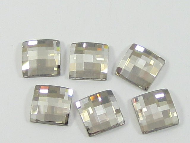 12 Pcs. 8mm CHESSBOARD CRYSTAL SILVER SHADE SQUARE HOT FIX European Rhinestones