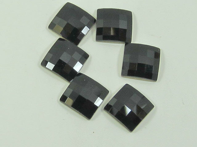 12 Pcs. 8mm CHESSBOARD SQUARE JET HOT FIX European Rhinestones