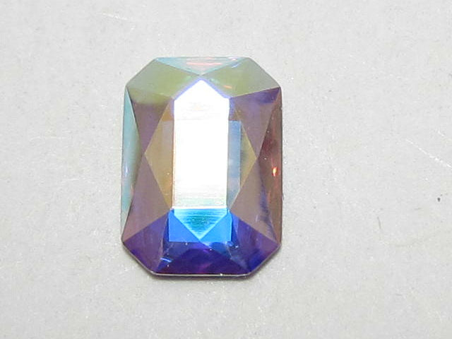4 Pcs. 14x10mm EMERALD CUT CRYSTAL AB FLAT BACK BRILLIANCE Rhinestone