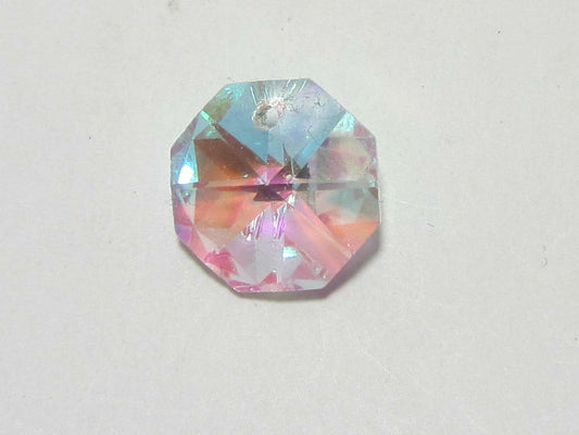 12 Pcs. 14mm OCTAGON CRYSTAL AB SEW ON 1 HOLE PRECIOSA Rhinestones