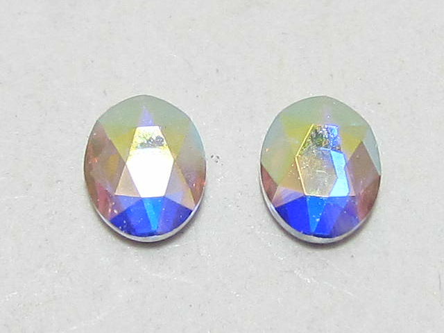 12 Pcs OVAL 8X6mm CRYSTAL AB FLAT BACK BRILLIANCE Rhinestones