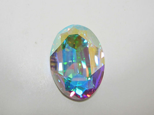 1 Pc.  30x22mm OVAL CRYSTAL AB STAR BRIGHT CUSHION BACK Rhinestone