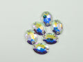 6 pcs. 16X11mm OVAL CRY AB SEW ON FLAT BACK European Rhinestones