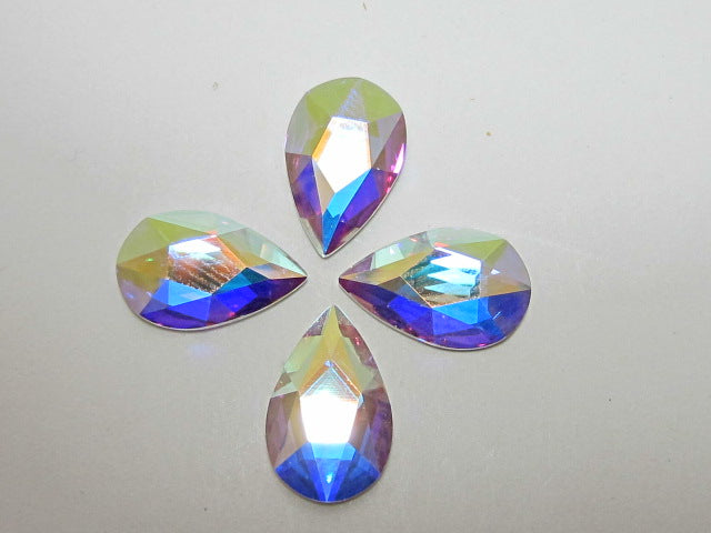 12 Pcs 6x3.6mm PEAR CRYSTAL AB (maxima) FLATBACK PRECIOSA Rhinestones
