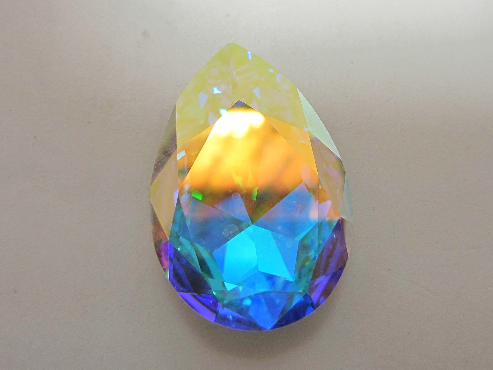 1 Pc. 30x20mm PEAR CRYSTAL AB CUSHION BACK European Rhinestone