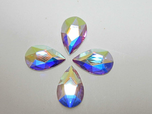 12 pcs. PEAR 10X6mm CRYSTAL AB FLAT BACK PRECIOSA Rhinestones
