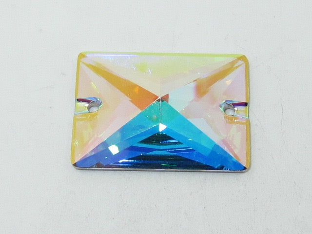2 pcs. 25X18mm RECTANGLE CRYSTAL AB SEW ON  FLAT BACK PRECIOSA Rhinestones