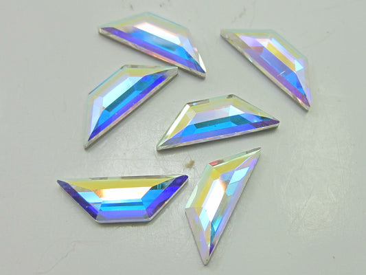 12 Pcs 6.5X2.1mm TRAPEZE CRYSTAL AB FLAT BACK European Rhinestones