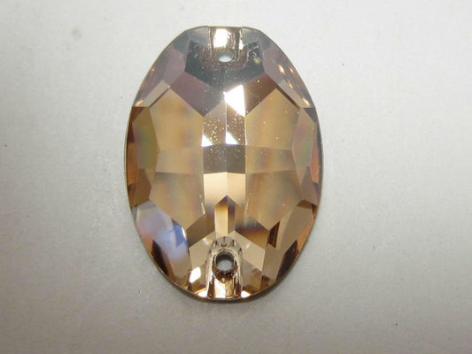 2 Pcs. 24X17mm OVAL CRYSTAL HONEY (maxima) SEW ON PRECIOSA Rhinestone