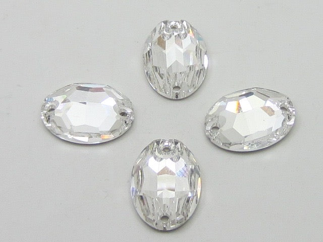 6 pcs. 16X11mm CRY OVAL SEW ON FLATBACK European Rhinestones