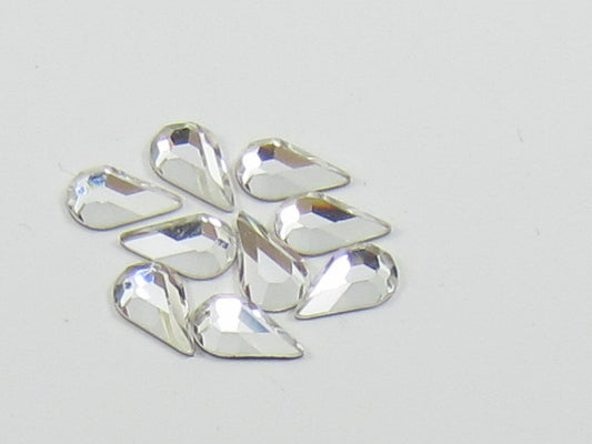 6 pcs. 10x6mm PEAR SHAPE CRY FLAT BACK European Rhinestones.