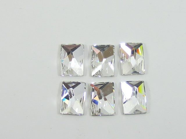 6 Pcs 10x8mm RECTANGLE CRYSTAL FLAT BACK STAR BRIGHT Rhinestones