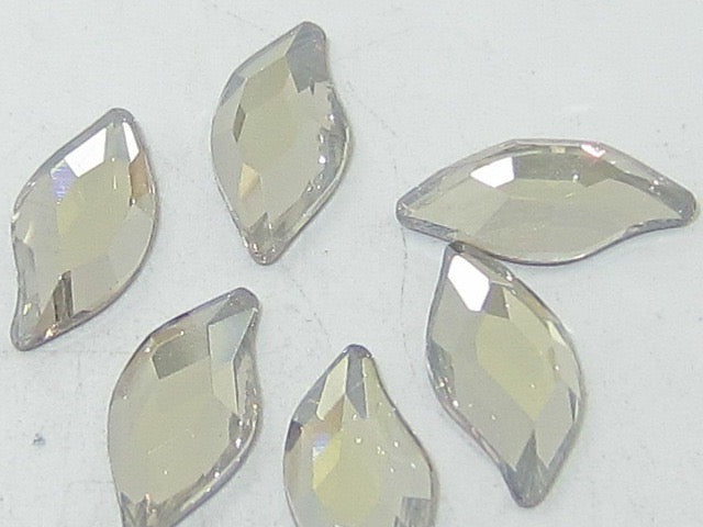 12 Pcs 10x5mm DIAMOND LEAF CRYSTAL SILVER SHADE FLATBACK European Rhinestones