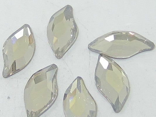 12 Pcs 10x5mm DIAMOND LEAF CRYSTAL SILVER SHADE FLATBACK European Rhinestones