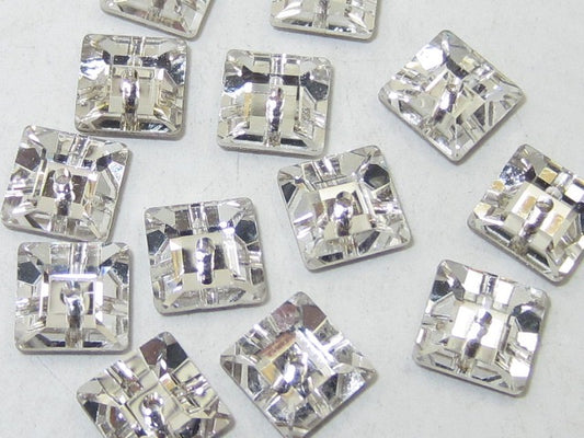 24 pcs. 6mm SQUARE CRYSTAL SEW ON FLAT BACK PRECIOSA Rhinestones