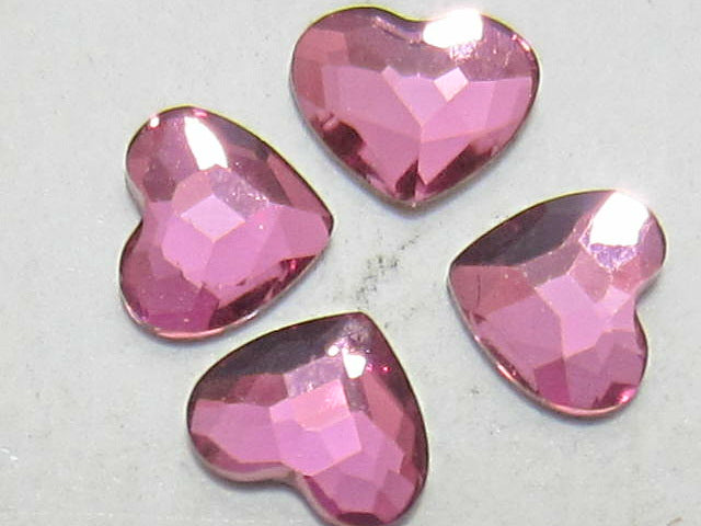 12 Pcs. HEART 3.6mm  DARK ROSE  FLAT BACK BRILLIANCE Rhinestones