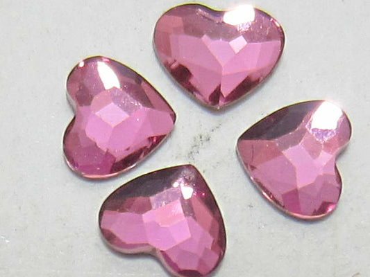 12 Pcs. 3.6mm HEART DARK ROSE  FLAT BACK BRILLIANCE Rhinestones