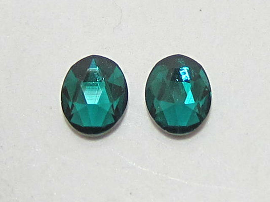 12 Pcs 4X3mm OVAL EMERALD FLAT BACK STAR BRIGHT Rhinestones