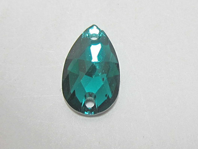 12pcs PEAR 12X7mm EMERALD SEW ON FLAT BACK STAR BRIGHT Rhinestones