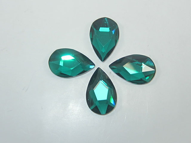 6 Pcs 14x9mm PEAR EMERALD FLAT BACK European Rhinestones