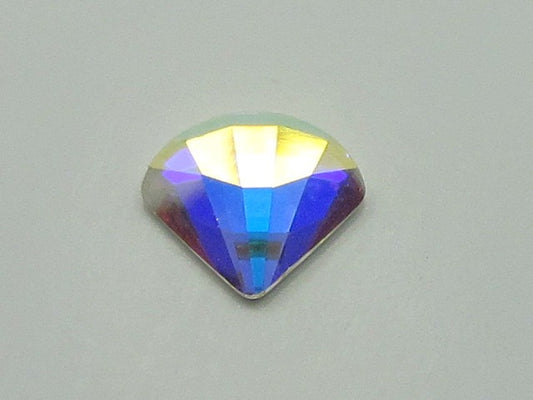 12 Pcs. 6mm FAN CRYSTAL AB FLAT BACK European Rhinestones