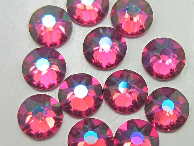 7ss FUCHSIA GLACIER BLUE FLAT BACK European Rhinestones 1gr.