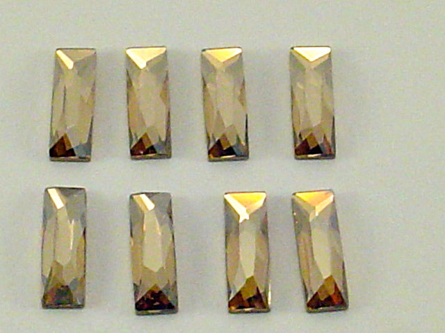 6 Pcs. 12X4mm BAGUETTE GOLDEN SHADOW FLATBACK STAR BRIGHT Rhinestones