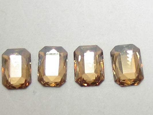 12 pcs. 3.7x2.5mm EMERALD CUT GOLDEN SHADOW  FLAT BACK STAR BRIGHT Rhinestones